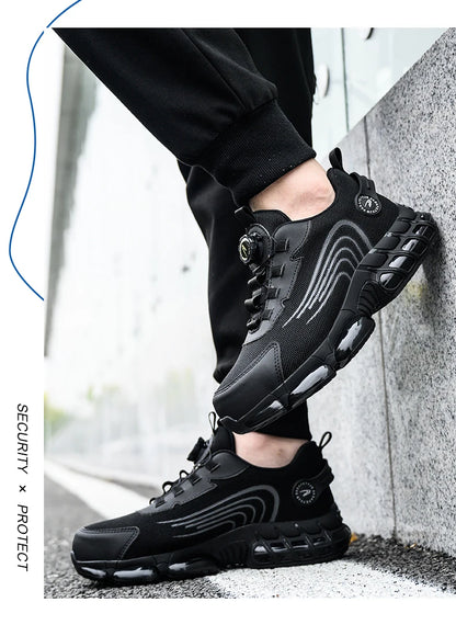 Rotating Button Unisex Safety Shoes Men For Work Sneakers Shoes Puncture-Proof Protective Women Shoes Steel Toe Work footwear