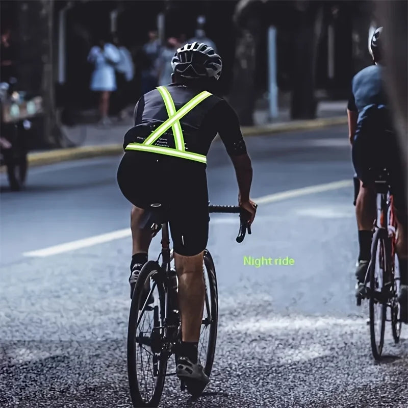 1Pc High Visibility Reflective Adjustable Vest for Running and Night Riding - Stay Safe and Visible in Low Light Conditions