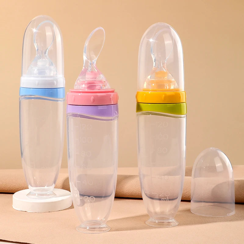 120ml Infant Silicone Food Squeeze Feeder with Spoon
