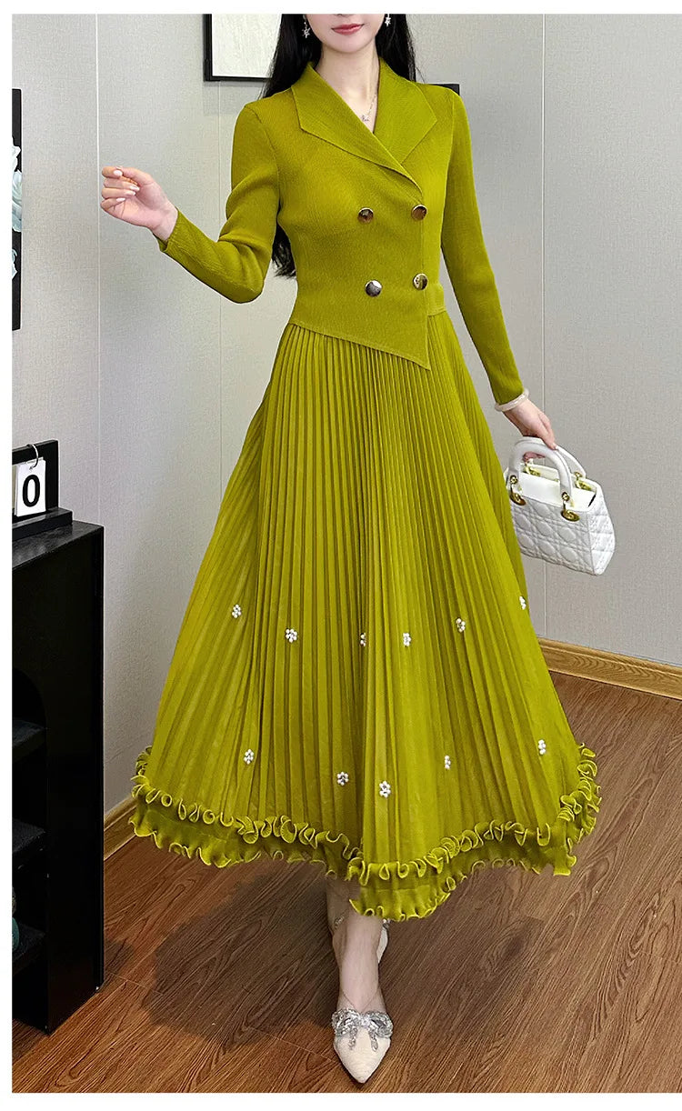 Pleated Long Dress Autumn Hot Sale Women&