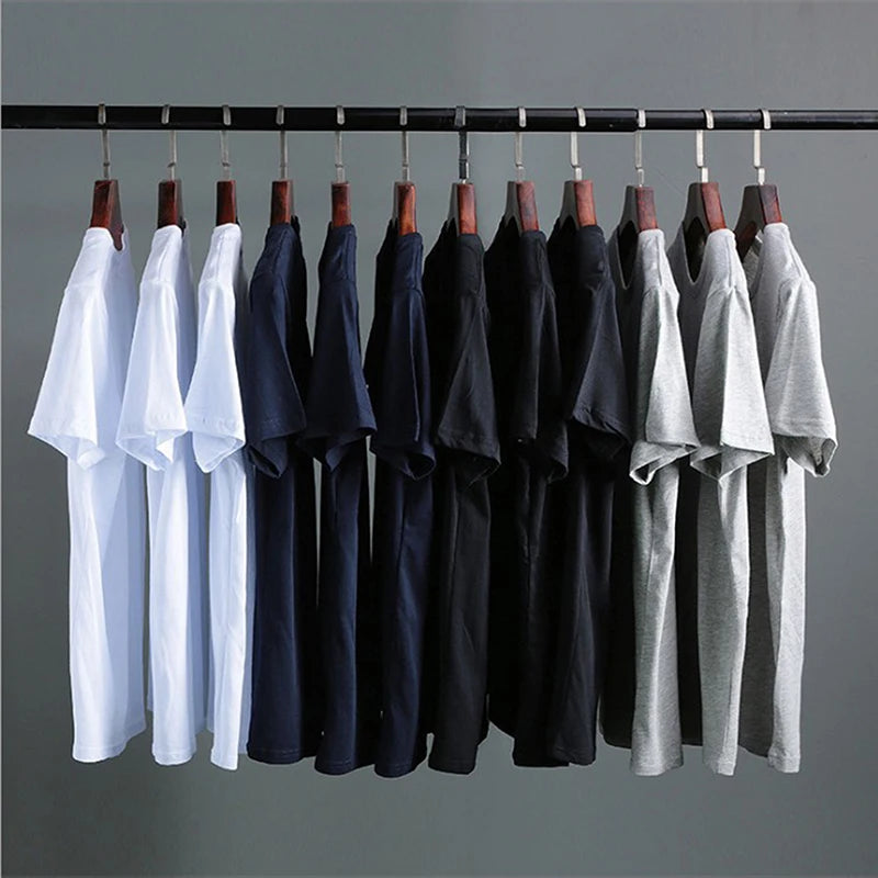 Wholesale Drop-Ship 100% Cotton Summer Soft Slim Short Sleeve T-Shirt Men Plain Tee Standard Blank T Shirt Ins Tees Top