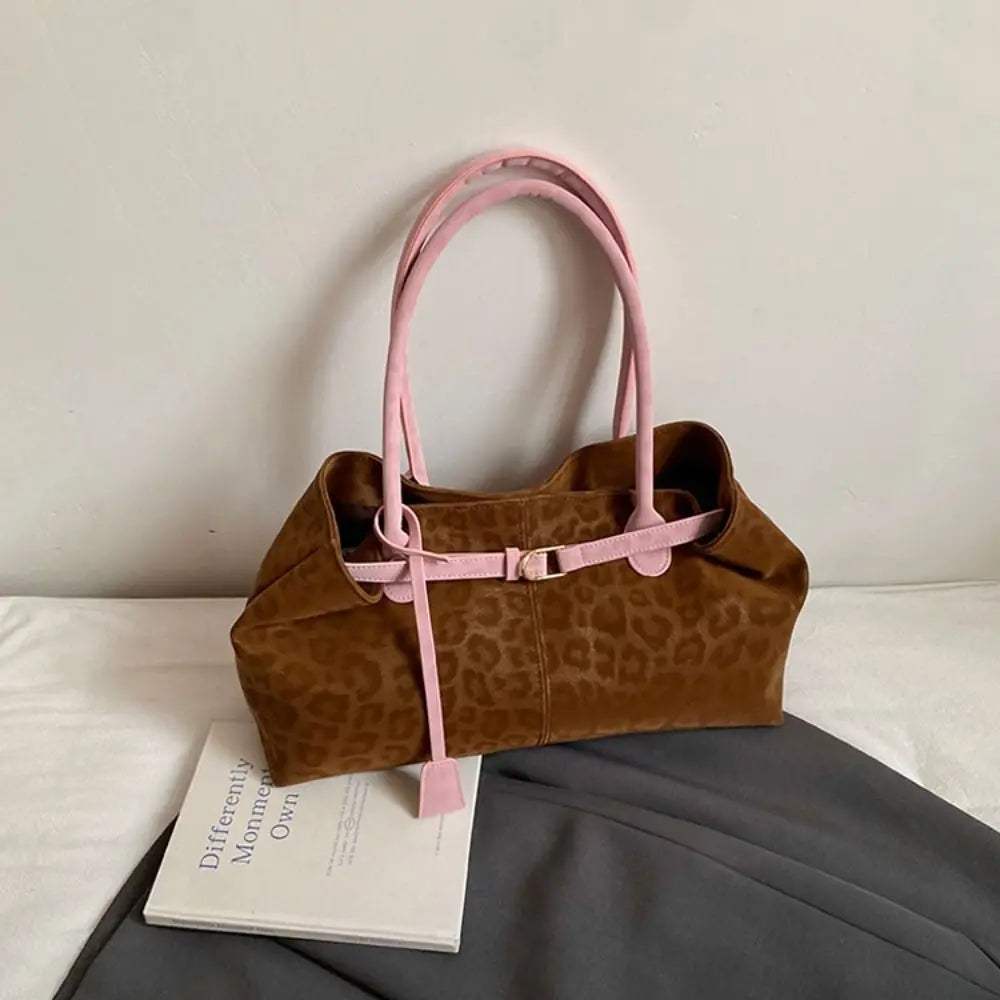Trendy PU Leopard Print Tote Bag Large Capacity Casual Women&