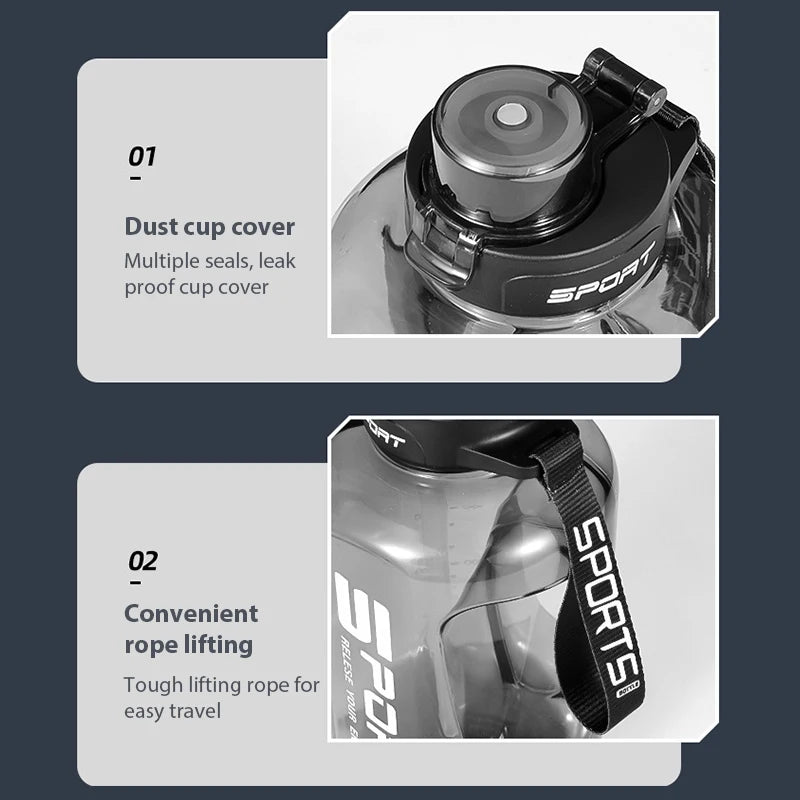 Large-Capacity Water Bottle Straw Pot Belly Cup Sports Water Bottle Ton Ton Bucket Students Portable Plastic Cup 1.2L/1.7L/2.5L