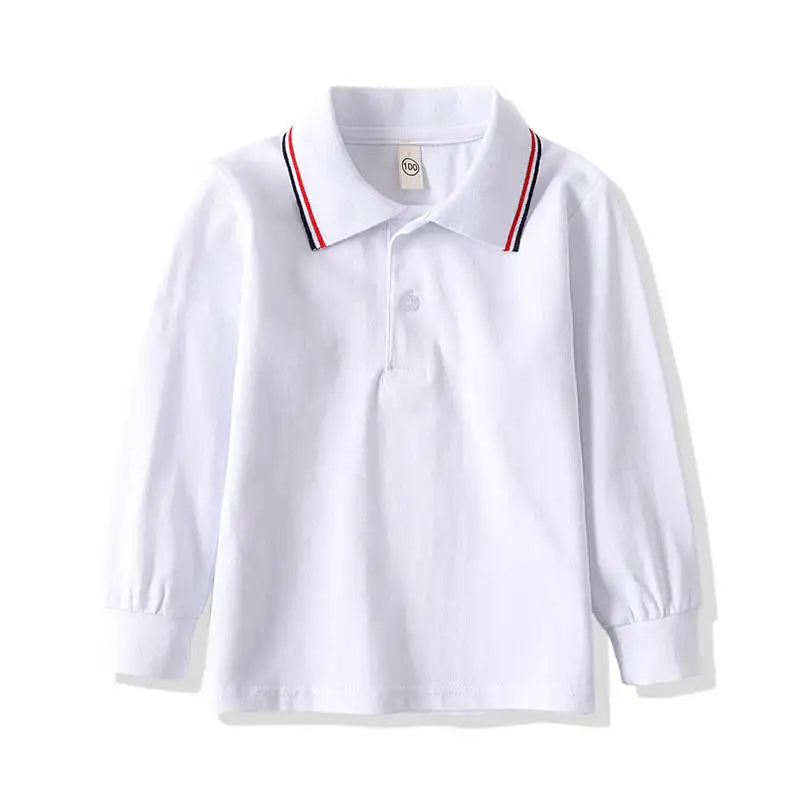 Children Long Sleeve Cotton School Uniform White