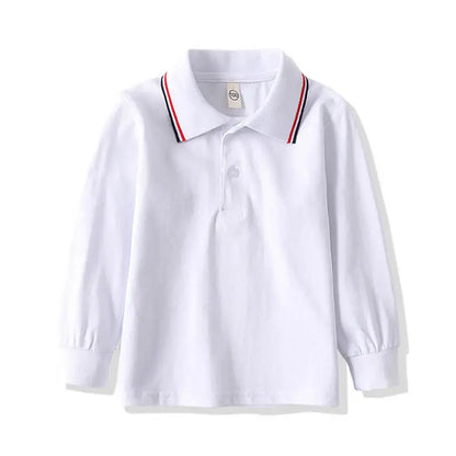 Children Long Sleeve Cotton School Uniform White