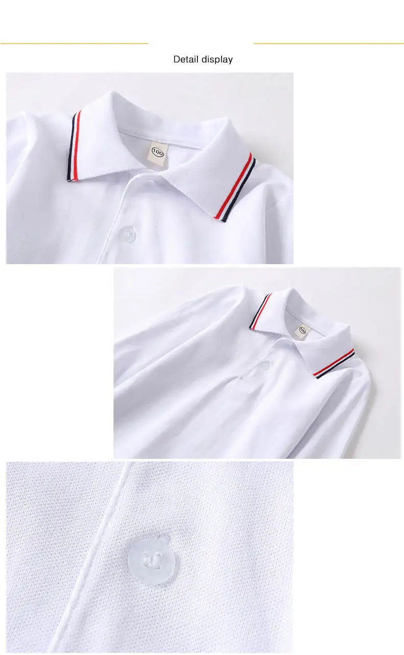Children Long Sleeve Cotton School Uniform White