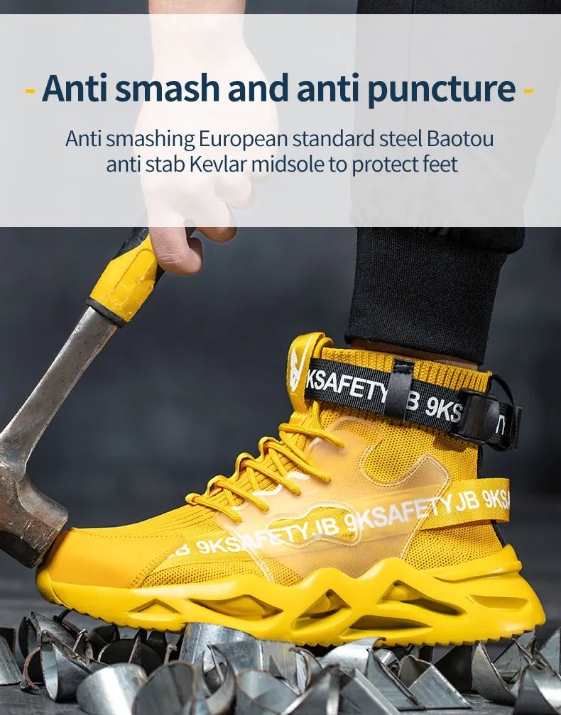 Steel Toe Safety Shoes Men Women Work Safety Boots Lightweight Breathable Comfortable Industrial Construction Sneakers Men Boots