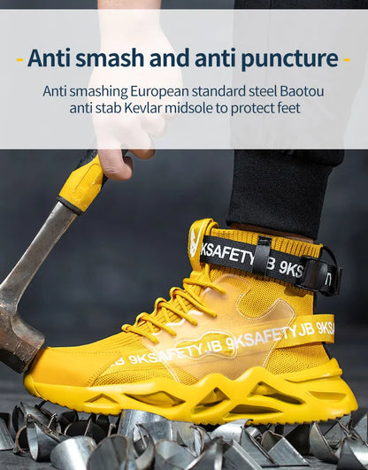 Steel Toe Safety Shoes Men Women Work Safety Boots Lightweight Breathable Comfortable Industrial Construction Sneakers Men Boots