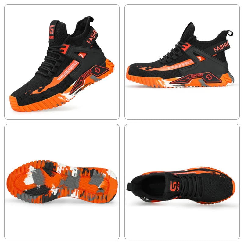 High Top Man Boots Safety Protective Shoes Steel Toe Work Shoes Men Anti-puncture Safety Shoes Men Women Work Safety Boots