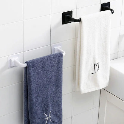 Kitchen Bathroom Wall Bath Towel Holder Rail Rack Portable Self Adhesive Towel Rod Bar Useful Household Gadget