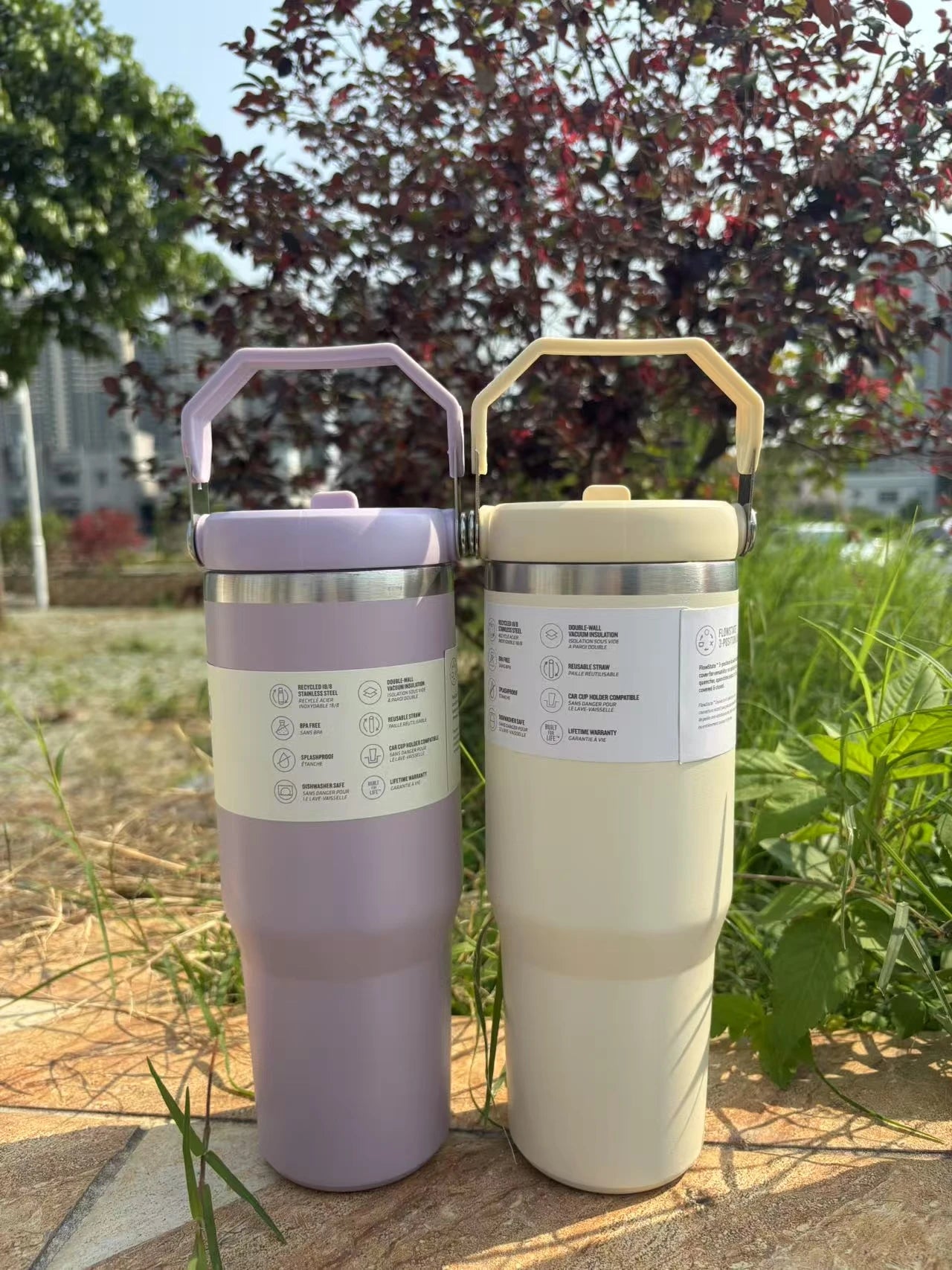 MINISO 30 oz Vacuum Thermos Cup with Treatment Double Layer Thermos Cup Stainless Steel Sports Water Bottle Hot and Cold Drinks