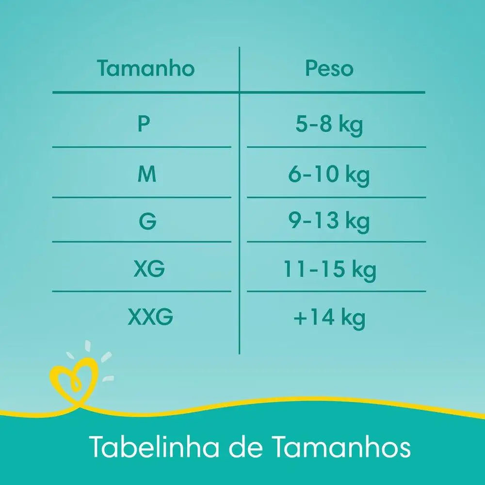 Diaper Pampers Confort Sec Super Size G 60 Units size chart with weight ranges for various diaper sizes.