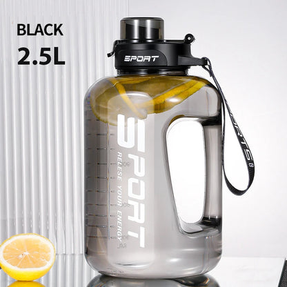 Large-Capacity Water Bottle Straw Pot Belly Cup Sports Water Bottle Ton Ton Bucket Students Portable Plastic Cup 1.2L/1.7L/2.5L