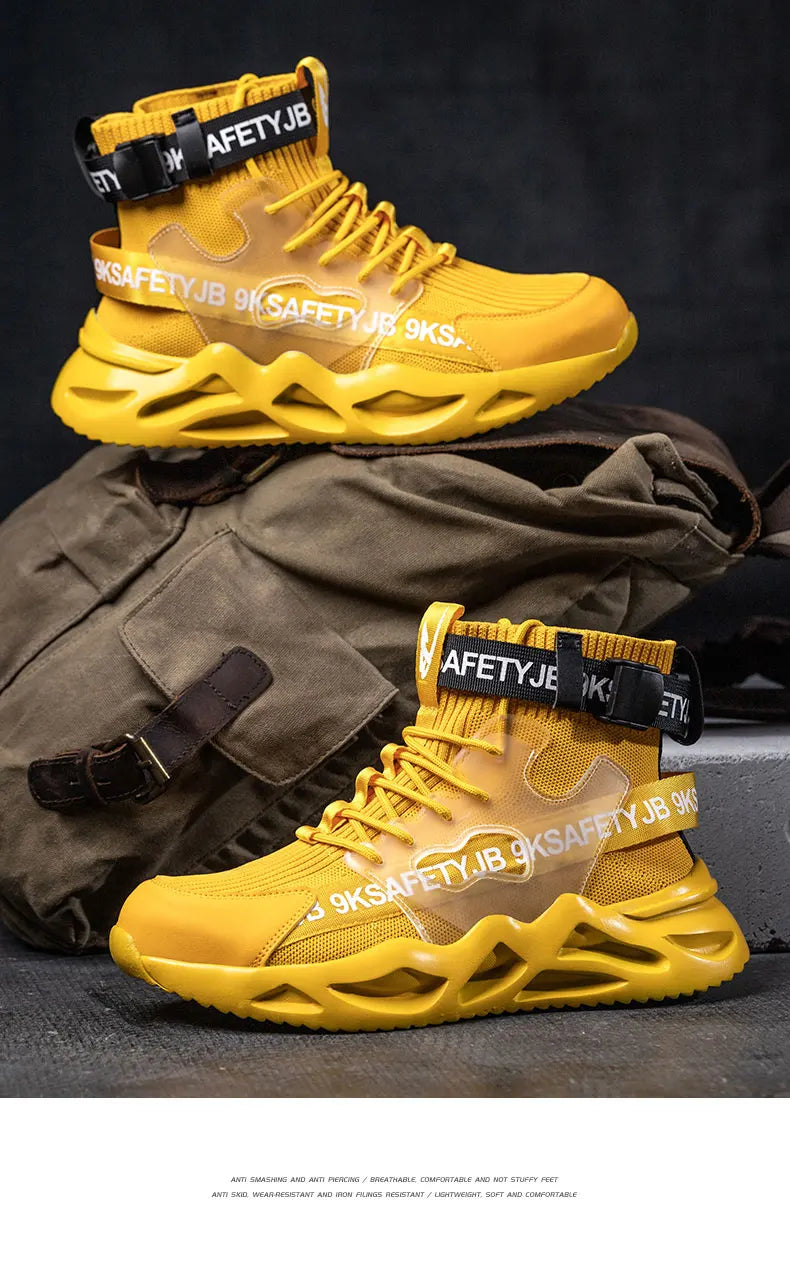 Steel Toe Safety Shoes Men Women Work Safety Boots Lightweight Breathable Comfortable Industrial Construction Sneakers Men Boots