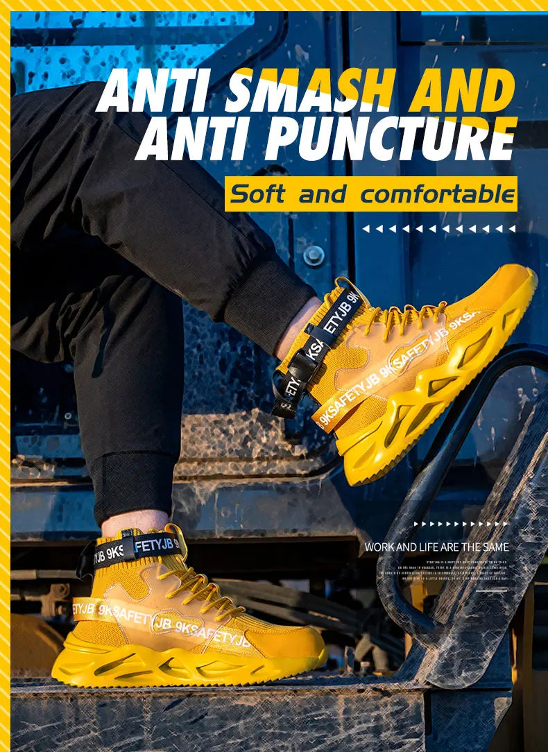 Steel Toe Safety Shoes Men Women Work Safety Boots Lightweight Breathable Comfortable Industrial Construction Sneakers Men Boots