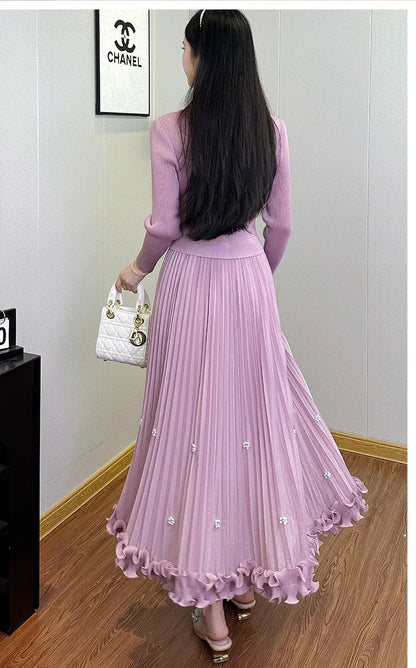 Pleated Long Dress Autumn Hot Sale Women&