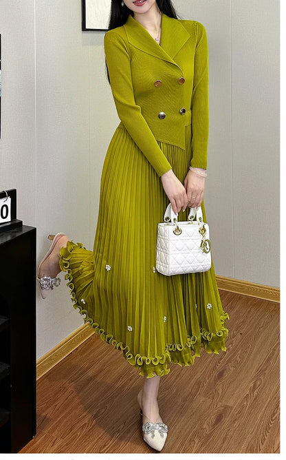 Pleated Long Dress Autumn Hot Sale Women&