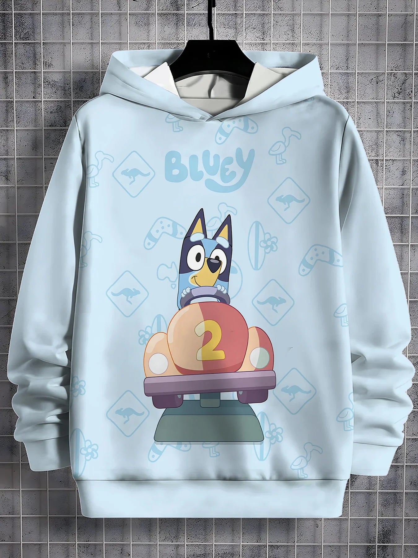 Blueys-Bingoed Kids Blue Dog 3D Print Sweatshirt – Unisex All-Season Pullover Hoodie for Boys &amp; Girls