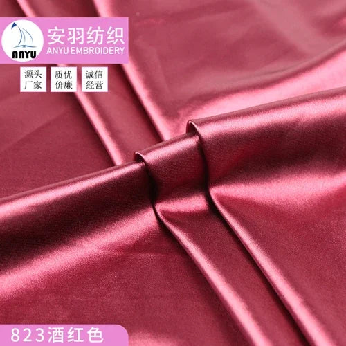 Stretch Satin Fabric By The Meter for Cheongsam Hanfu Dresses Sewing Plain Soft Skin-friendly High-density Cloth Thin Breathable