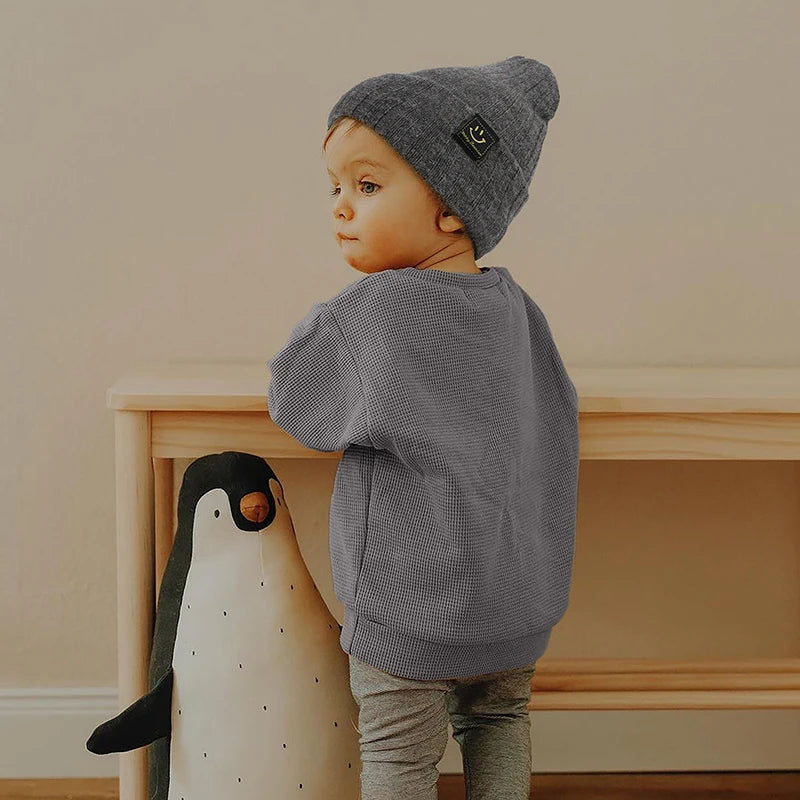 Autumn Winter Solid Color Baby Boys Girls Hat Knitted Soft Kids Beanie Cap For 0-6 Month Newborn Toddler Windproof Warm Hat 2025