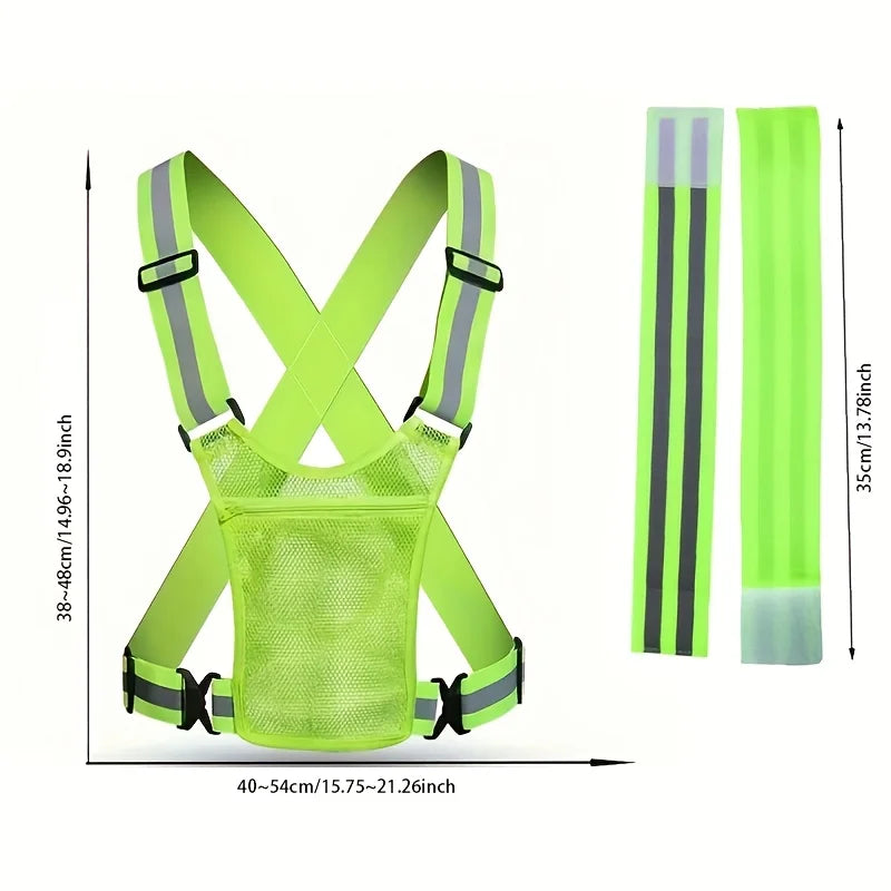 1Pc High Visibility Reflective Adjustable Vest for Running and Night Riding - Stay Safe and Visible in Low Light Conditions