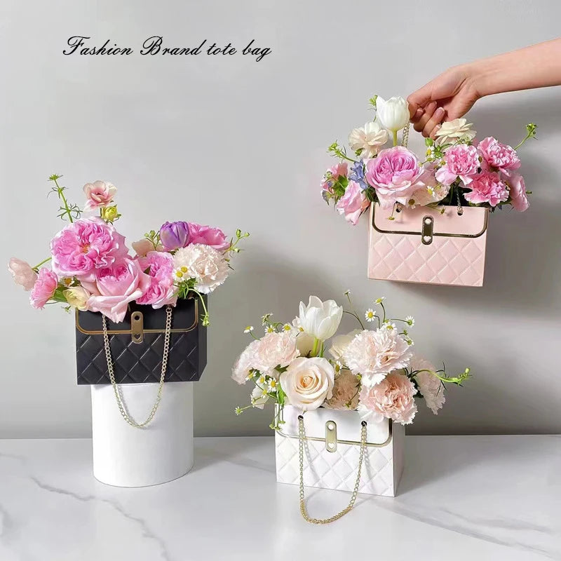 Flower Tote Bag Portable Foldable Long Lasting Universal Present Packing Rose Flower Box Party Gift Box Wedding Valentine&