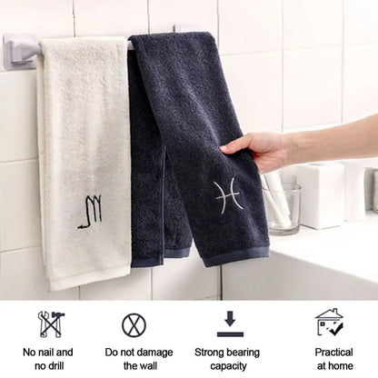 Kitchen Bathroom Wall Bath Towel Holder Rail Rack Portable Self Adhesive Towel Rod Bar Useful Household Gadget