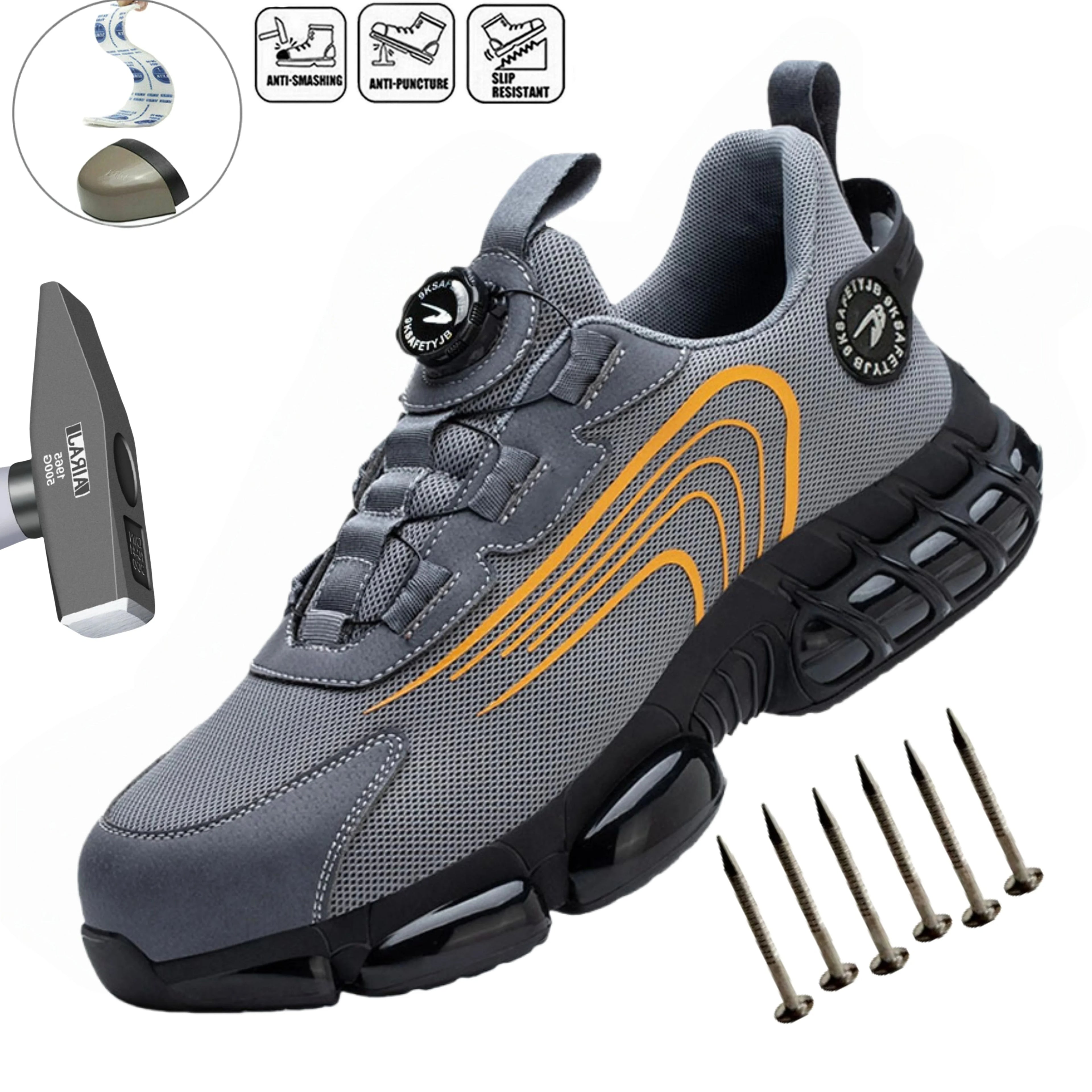 Rotating Button Unisex Safety Shoes Men For Work Sneakers Shoes Puncture-Proof Protective Women Shoes Steel Toe Work footwear