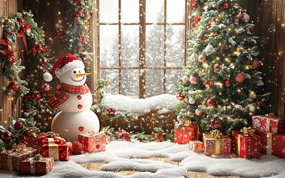 Christmas Decoration 2025 Photography Background Christmas Tree Snowman Photo Background Xmas Party Supplies Home Wall Banner