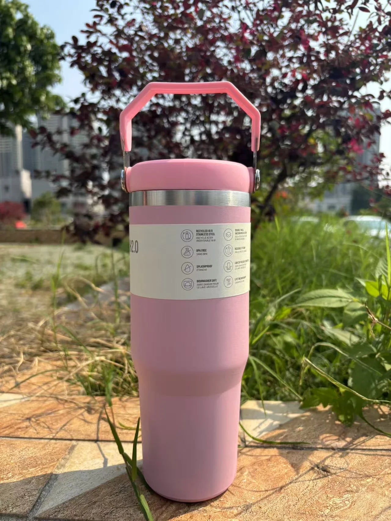MINISO 30 oz Vacuum Thermos Cup with Treatment Double Layer Thermos Cup Stainless Steel Sports Water Bottle Hot and Cold Drinks