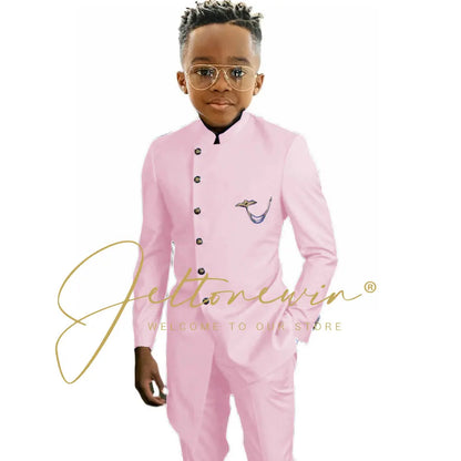 Royal Blue African Design Boys Suits Set For Wedding Formal Tuxedo Kids Costume Piano Performance Children Tailor Made