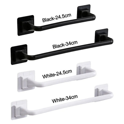 Kitchen Bathroom Wall Bath Towel Holder Rail Rack Portable Self Adhesive Towel Rod Bar Useful Household Gadget