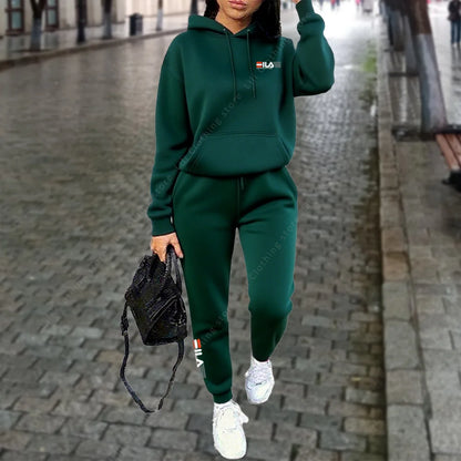 Crisluvᵀᴹ Women’s Winter Hooded Tracksuit 2-Piece Jogger Set Designer