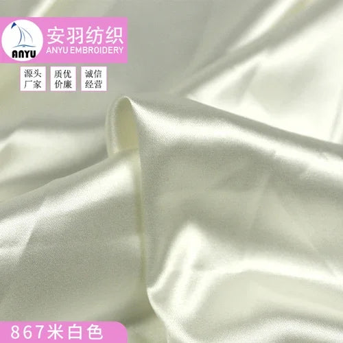 Stretch Satin Fabric By The Meter for Cheongsam Hanfu Dresses Sewing Plain Soft Skin-friendly High-density Cloth Thin Breathable