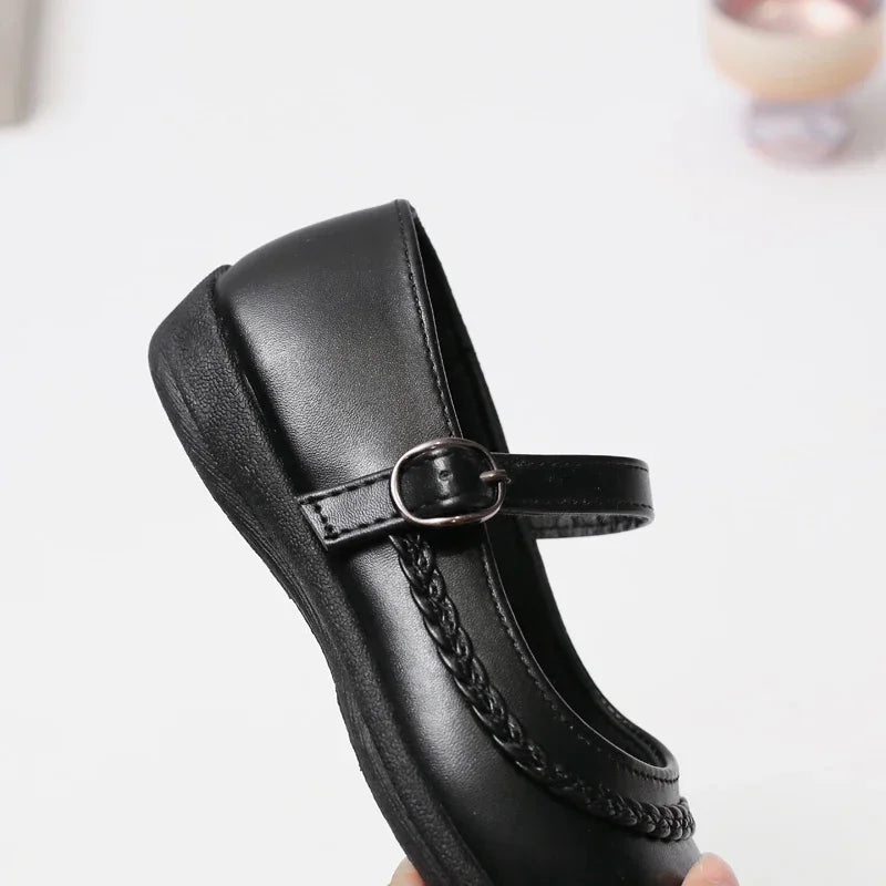 2024 Children Leather Shoes for Girls Spring New Fashion Korean Style Soft Bottom Anti-slippery Versatile Chic Princess Shoes