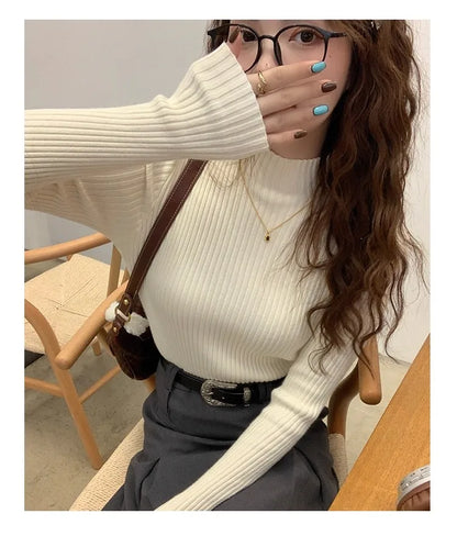 Chic Women’s Turtleneck Knit Sweater – Autumn Winter Slim Pullover
