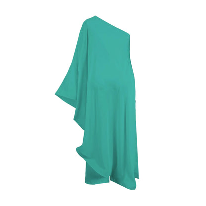 Crisluvᵀᴹ One-Shoulder Ruffle Sleeve Women’s Jumpsuit Elegant Slim Fit Aysmmetric Fashion Autumn