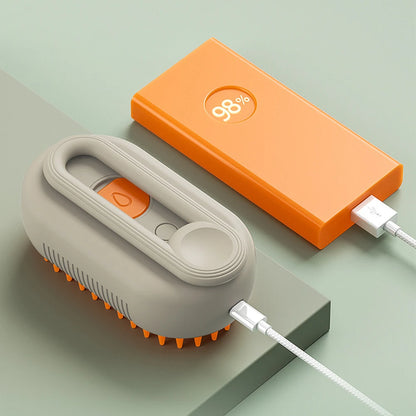 Crisluvᵀᴹ 3-in-1 Pet Steam Brush – USB Rechargeable Cat &amp; Dog Grooming Comb