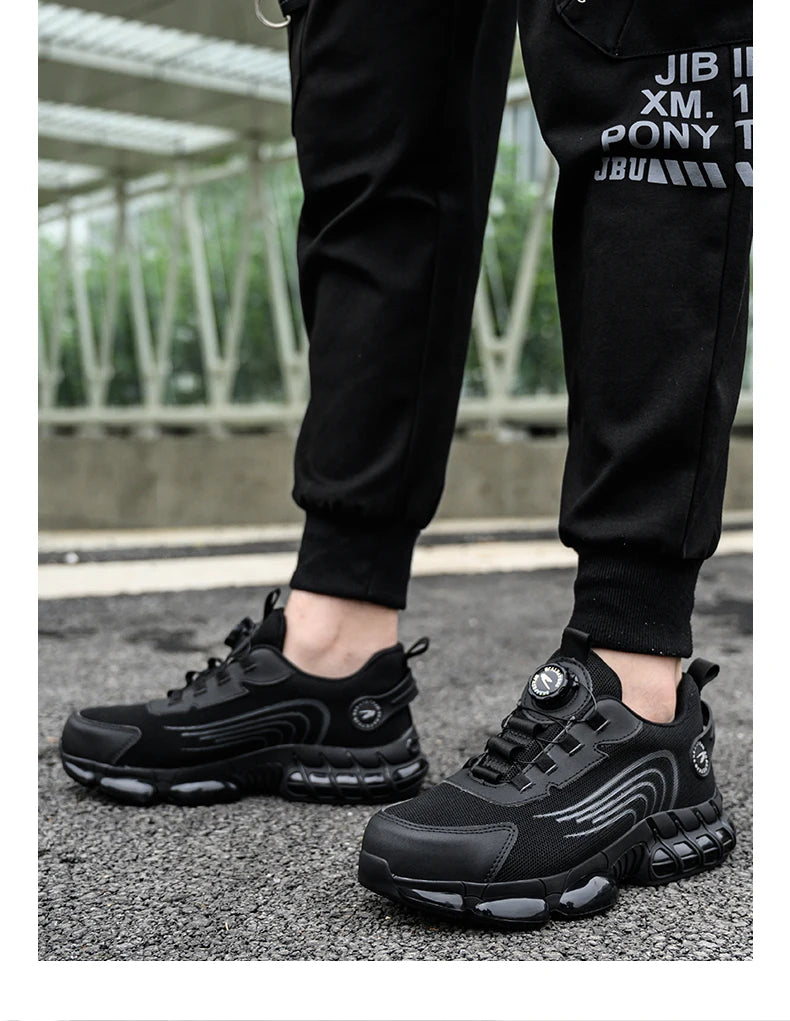 Rotating Button Unisex Safety Shoes Men For Work Sneakers Shoes Puncture-Proof Protective Women Shoes Steel Toe Work footwear