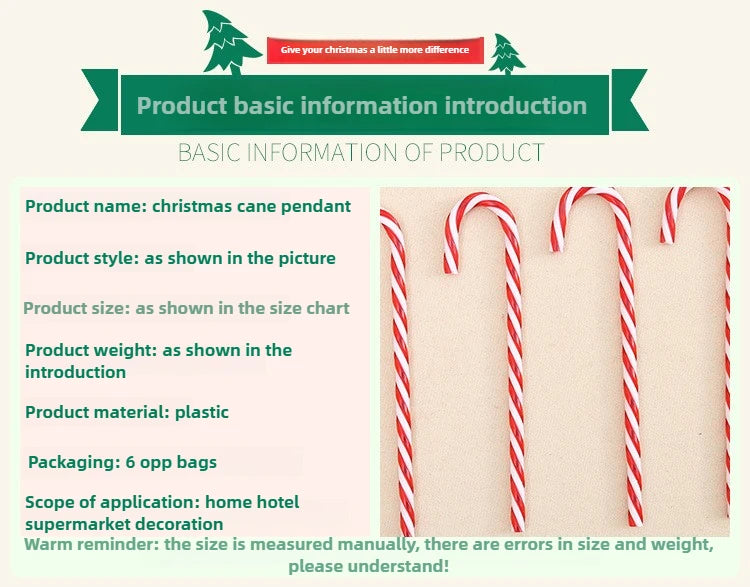 Christmas Decorations Christmas Tree Ornaments Christmas Candy Canes Red and White Canes, Holiday Scene Decorations