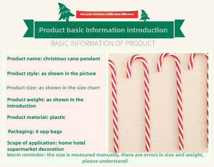 Christmas Decorations Christmas Tree Ornaments Christmas Candy Canes Red and White Canes, Holiday Scene Decorations