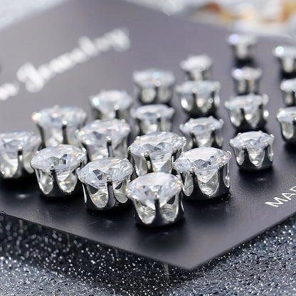 12 Pairs Eight Claw Glass Water Diamond Earrings, Versatile Flower Artificial Crystal Card Earring Set Earrings, Earring Set
