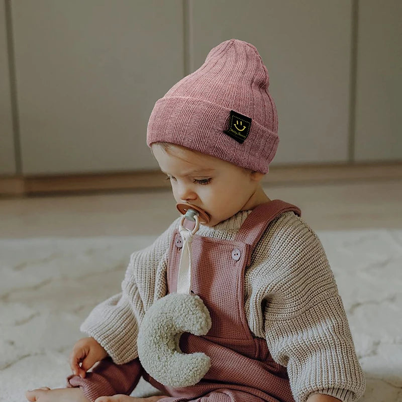 Autumn Winter Solid Color Baby Boys Girls Hat Knitted Soft Kids Beanie Cap For 0-6 Month Newborn Toddler Windproof Warm Hat 2025