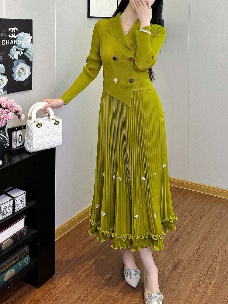 Pleated Long Dress Autumn Hot Sale Women&