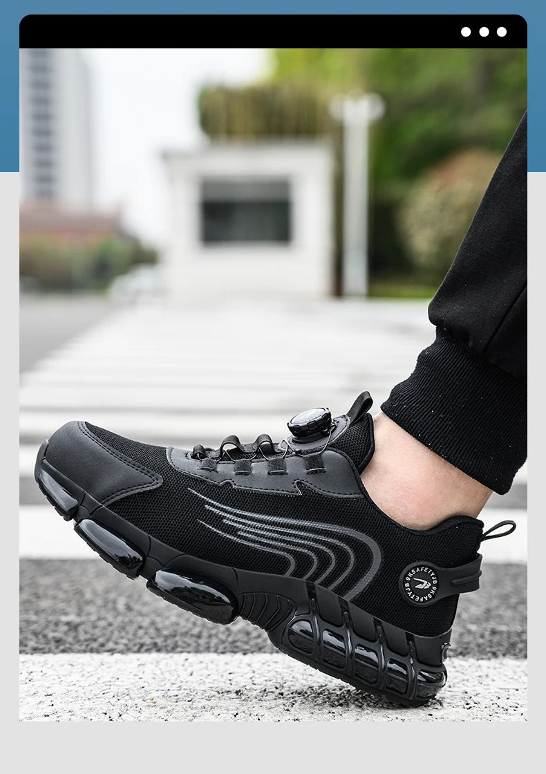 Rotating Button Unisex Safety Shoes Men For Work Sneakers Shoes Puncture-Proof Protective Women Shoes Steel Toe Work footwear