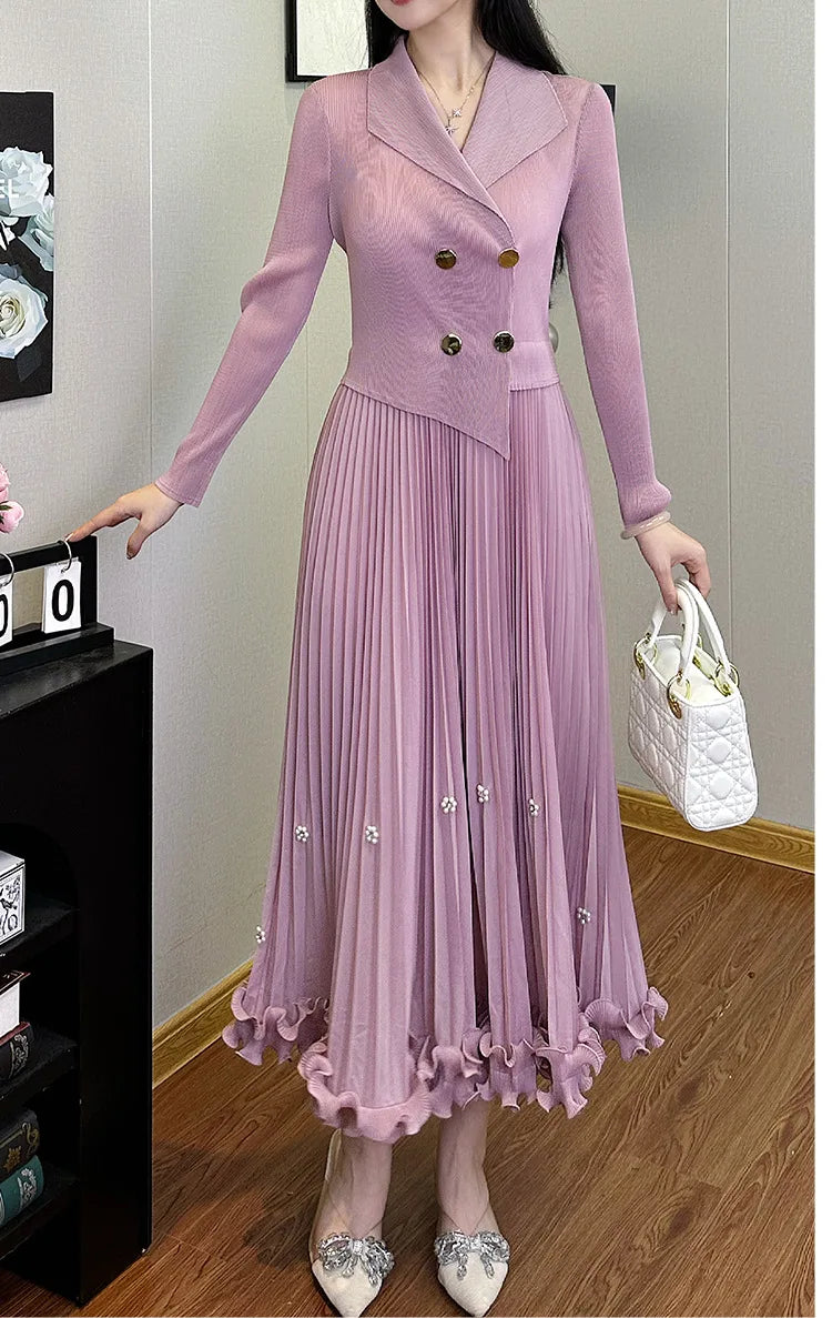 Pleated Long Dress Autumn Hot Sale Women&