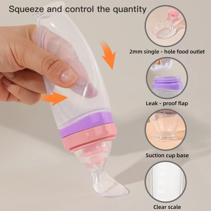 120ml Infant Silicone Food Squeeze Feeder with Spoon