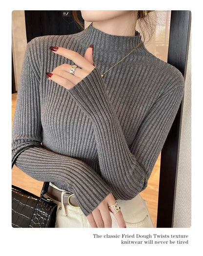 Chic Women’s Turtleneck Knit Sweater – Autumn Winter Slim Pullover