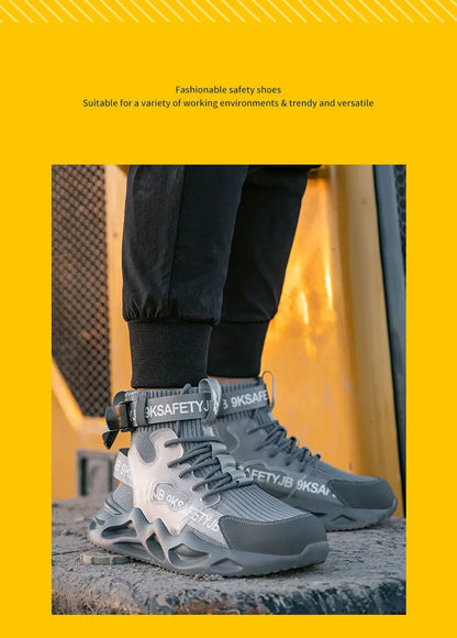 Steel Toe Safety Shoes Men Women Work Safety Boots Lightweight Breathable Comfortable Industrial Construction Sneakers Men Boots