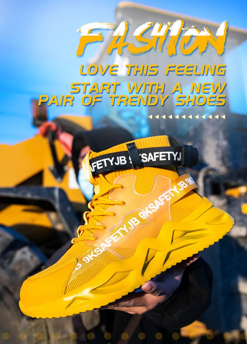 Steel Toe Safety Shoes Men Women Work Safety Boots Lightweight Breathable Comfortable Industrial Construction Sneakers Men Boots